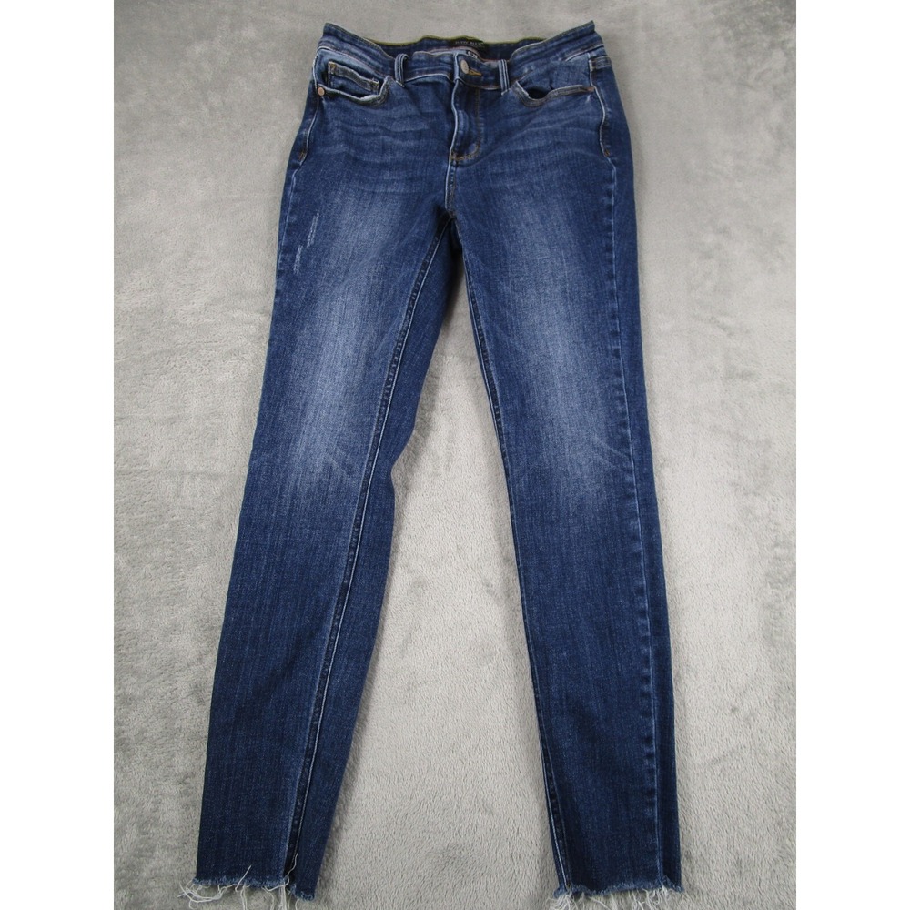Judy Bue Jeans Womens 7 Blue Denim Mid Rise Skinny Cut Hem Modern Preppy‎